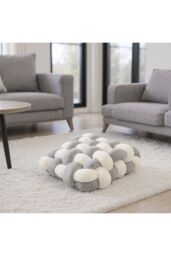 Living and Home Plush Woven Cube Cushion for Sofa & Bedroom in Grey - thumbnail 2
