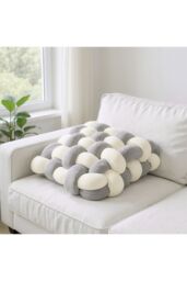 Living and Home Plush Woven Cube Cushion for Sofa & Bedroom in Grey - thumbnail 8