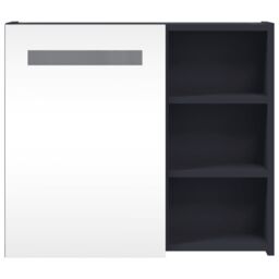 Berkfield Home Bathroom Mirror Cabinet with LED Light Grey 60x13x52 cm - Size: 60 x 13 x 52 cm - thumbnail 6