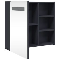 Berkfield Home Bathroom Mirror Cabinet with LED Light Grey 60x13x52 cm - Size: 60 x 13 x 52 cm - thumbnail 5