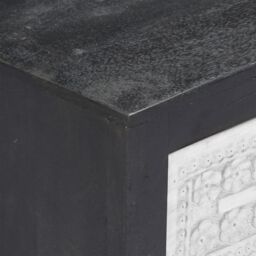Berkfield Home Hand Carved TV Cabinet Grey&White 120x30x40 cm Solid Wood Mango in Grey - Size: 120 x 30 x 40 cm - thumbnail 6