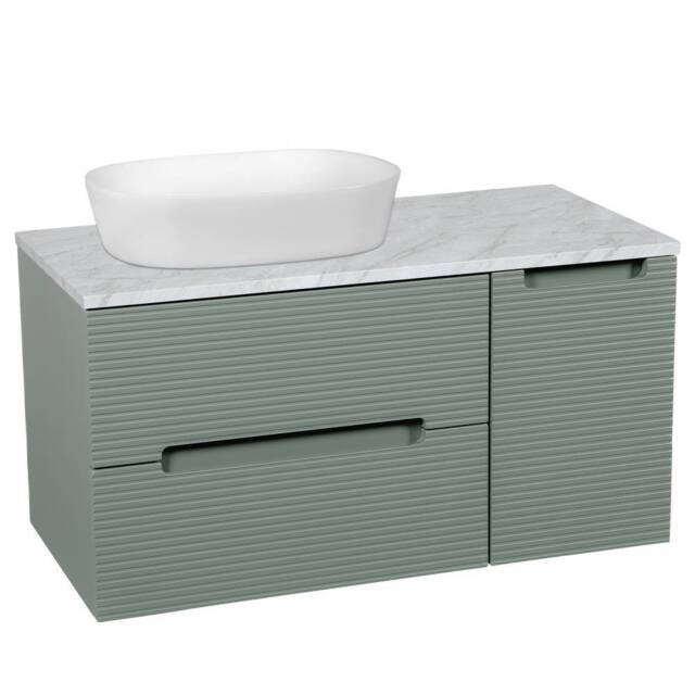Bathroom Kingdom Monza Green & Grey Fluted Wall Hung Vanity Basin 900mm - image 1
