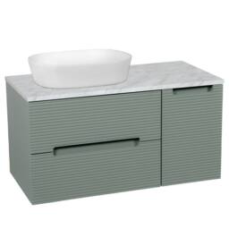 Bathroom Kingdom Monza Green & Grey Fluted Wall Hung Vanity Basin 900mm - thumbnail 1