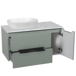 Bathroom Kingdom Monza Green & Grey Fluted Wall Hung Vanity Basin 900mm - thumbnail 2