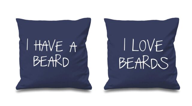 60 SECOND MAKEOVER I Have A Beard I Love Beards Cushion Covers in Navy - Size: 40 cm x 40 cm