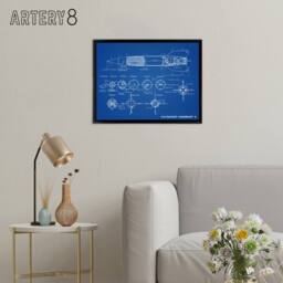 "Artery8 V 2 Rocket Aggregat 4 Ballistic Missile Blueprint Framed Canvas Wall Art Print in Blue - Size: W12"" x H16""" - thumbnail 3