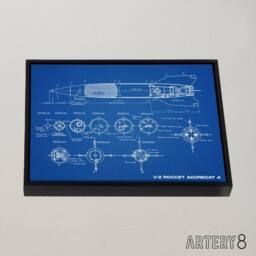 "Artery8 V 2 Rocket Aggregat 4 Ballistic Missile Blueprint Framed Canvas Wall Art Print in Blue - Size: W12"" x H16""" - thumbnail 2