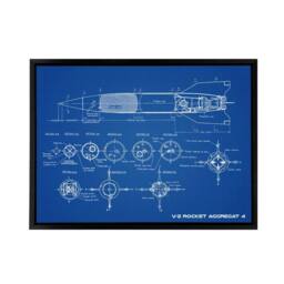 "Artery8 V 2 Rocket Aggregat 4 Ballistic Missile Blueprint Framed Canvas Wall Art Print in Blue - Size: W12"" x H16""" - thumbnail 1