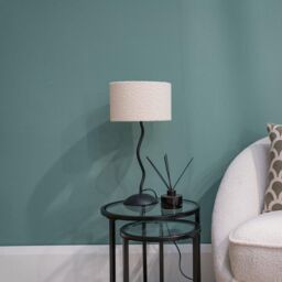 ValueLights Wiggle Black Metal Table Lamp With Boucle Lampshade - thumbnail 3