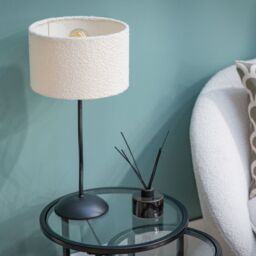ValueLights Wiggle Black Metal Table Lamp With Boucle Lampshade - thumbnail 5