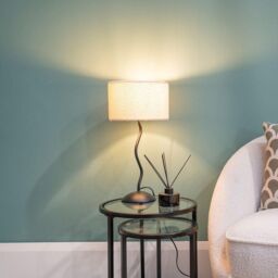 ValueLights Wiggle Black Metal Table Lamp With Boucle Lampshade - thumbnail 1
