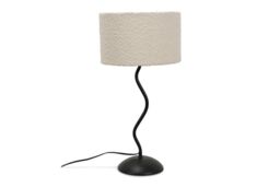 ValueLights Wiggle Black Metal Table Lamp With Boucle Lampshade - thumbnail 2