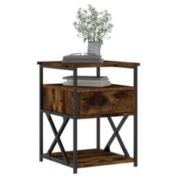 Berkfield Home Bedside Cabinet Smoked Oak 40x42x55 cm Engineered Wood in Brown - Size: 40 x 42 x 55 cm - thumbnail 3