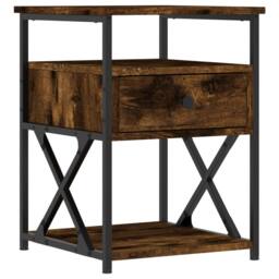 Berkfield Home Bedside Cabinet Smoked Oak 40x42x55 cm Engineered Wood in Brown - Size: 40 x 42 x 55 cm - thumbnail 1