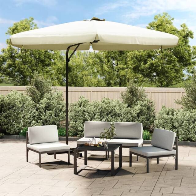 Berkfield Home Outdoor Parasol with Steel Pole 300 cm Sand White - image 1