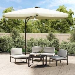 Berkfield Home Outdoor Parasol with Steel Pole 300 cm Sand White - thumbnail 1