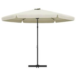 Berkfield Home Outdoor Parasol with Steel Pole 300 cm Sand White - thumbnail 4