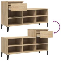 Berkfield Home Shoe Cabinet Sonoma Oak 102x36x60 cm Engineered Wood in Tan - Size: 102 x 36 x 60 cm - thumbnail 9