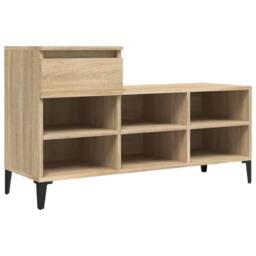 Berkfield Home Shoe Cabinet Sonoma Oak 102x36x60 cm Engineered Wood in Tan - Size: 102 x 36 x 60 cm - thumbnail 3