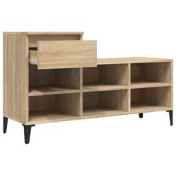 Berkfield Home Shoe Cabinet Sonoma Oak 102x36x60 cm Engineered Wood in Tan - Size: 102 x 36 x 60 cm - thumbnail 7