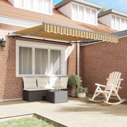Berkfield Home Retractable Awning Manual Multicolour 300 x 250 cm Polyester in Yellow - thumbnail 3