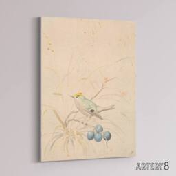 "Artery8 PC Skovgaard Kingbird on a Meadow Branch Canvas Wall Art Print in Beige - Size: W12"" x H16""" - thumbnail 2