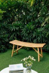 Nordlys Bamboo Wood Entryway Bench in Brown - thumbnail 4