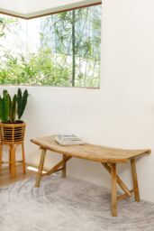 Nordlys Bamboo Wood Entryway Bench in Brown - thumbnail 2