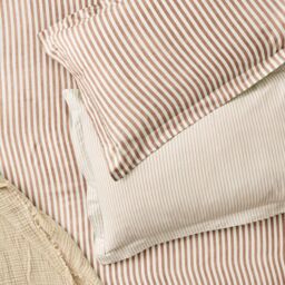 Yard Hebden Striped 100% Cotton Pillowcase Pair in Copper - Size: Standard Pillow Case - thumbnail 1