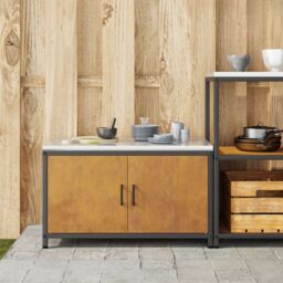 Berkfield Home Kitchen Storage Cabinet with Shelf with Storage with Door Rusty Weathering steel in Brown - thumbnail 4
