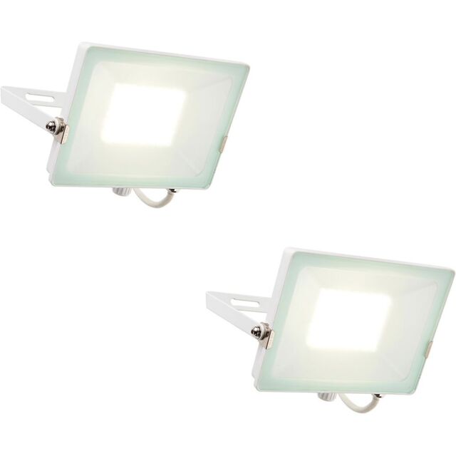 Loops 2 PACK Outdoor Waterproof LED Floodlight - 50W Cool White LED - Matt White - image 1