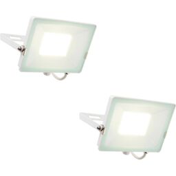 Loops 2 PACK Outdoor Waterproof LED Floodlight - 50W Cool White LED - Matt White - thumbnail 1