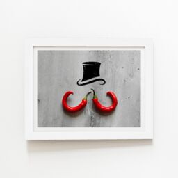 "Warren Reed - Designer Chilli Moustache Framed Art Print in White - Size: W16"" x H24""" - thumbnail 2