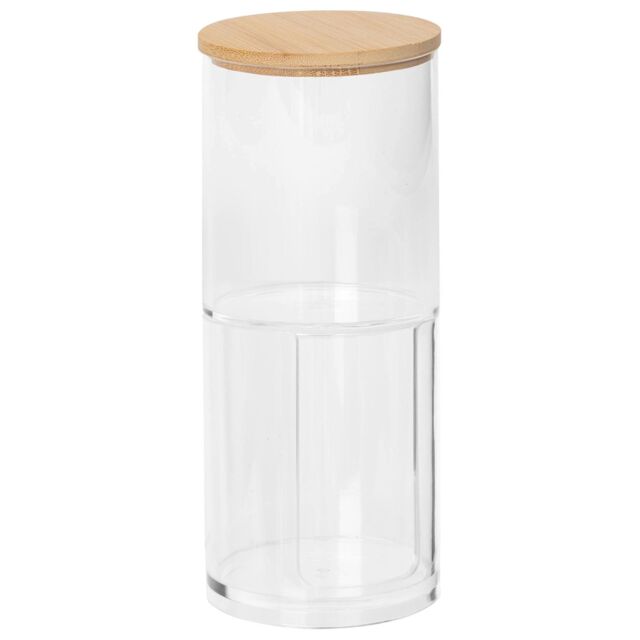 Harbour Housewares Reusable Plastic Stacking Bathroom Canister with Bamboo Lid in Clear - image 1