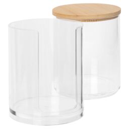 Harbour Housewares Reusable Plastic Stacking Bathroom Canister with Bamboo Lid in Clear - thumbnail 4