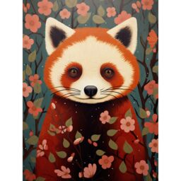 "Artery8 Wall Art Print Red Panda Cute Tree Blossom Kids Bedroom Artwork Poster - Size: W18"" x H24""" - thumbnail 1