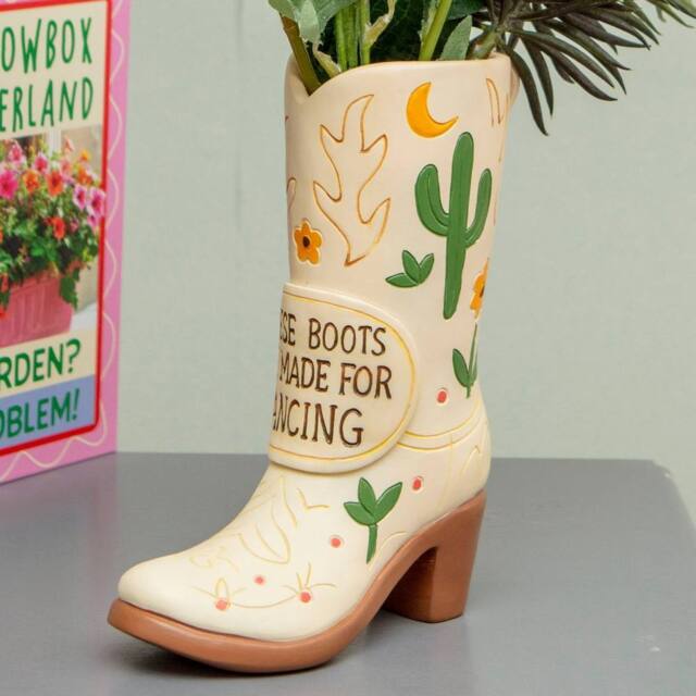 Boxer Gifts Women's Cowboy Boots Vase - Boots Are Made for Dancing - image 1