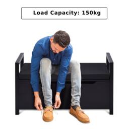 Gymax Shoe Changing Bench Toy Box With Flip-up Padded Seat Entry Bench in Black - thumbnail 4