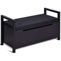 Gymax Shoe Changing Bench Toy Box With Flip-up Padded Seat Entry Bench in Black