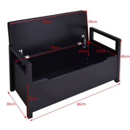 Gymax Shoe Changing Bench Toy Box With Flip-up Padded Seat Entry Bench in Black - thumbnail 6