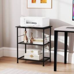 FORGEVIO 3 Tier Storage Shelves Kitchen Island Cart with Flexible in Black - thumbnail 3