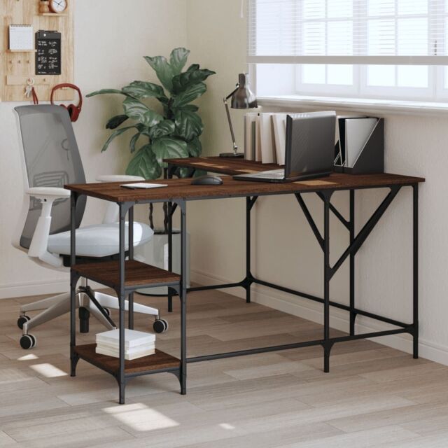 Berkfield Home Desk Brown Oak 139x139x75 cm Engineered Wood - Size: 139 x 139 x 75 cm - image 1