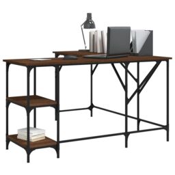 Berkfield Home Desk Brown Oak 139x139x75 cm Engineered Wood - Size: 139 x 139 x 75 cm - thumbnail 3