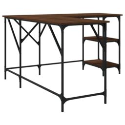 Berkfield Home Desk Brown Oak 139x139x75 cm Engineered Wood - Size: 139 x 139 x 75 cm - thumbnail 6
