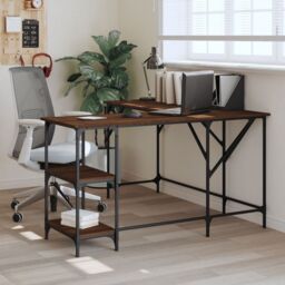 Berkfield Home Desk Brown Oak 139x139x75 cm Engineered Wood - Size: 139 x 139 x 75 cm - thumbnail 1