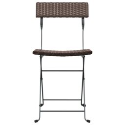 Berkfield Home Folding Bistro Chairs 2 pcs Brown Poly Rattan & Steel - thumbnail 4