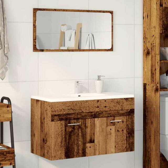 Berkfield Home Durable Bathroom Sink Cabinet Old Wood 90x38.5x46 cm Engineered Wood in Brown - image 1