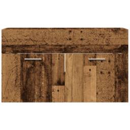 Berkfield Home Durable Bathroom Sink Cabinet Old Wood 90x38.5x46 cm Engineered Wood in Brown - thumbnail 4