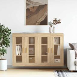 Berkfield Home Wall Mounted Cabinets 2 pcs Sonoma Oak Engineered Wood in Light Brown - thumbnail 2
