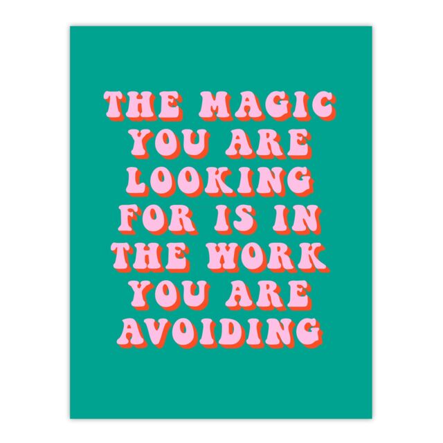 "Artery8 Dipen Parmar Magic Work Avoiding Pink Green Quote Wall Art Print - Size: W24"" x H32""" - image 1